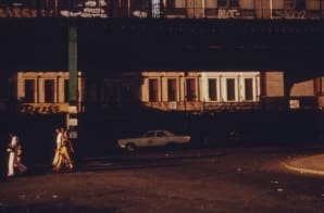 Residents walk along Bushwick Avenue, Brooklyn, July 1974
