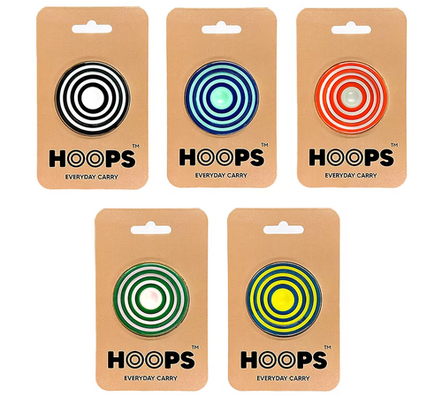 HOOPS fidget toys in their everyday-carry packs (assorted colours)