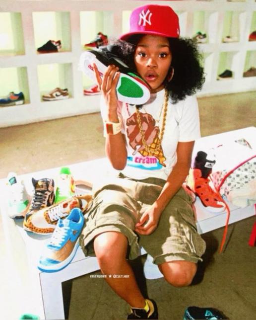 Sneakers and a red cap